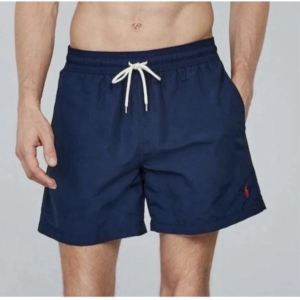 Polo Ralph Lauren Swim Shorts Men's Trunks Dark Blue Navy Pockets Sz Medium